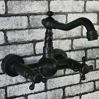 Vintage stil olje gnidd bronse finish doble håndtak kjøkken kraner ...